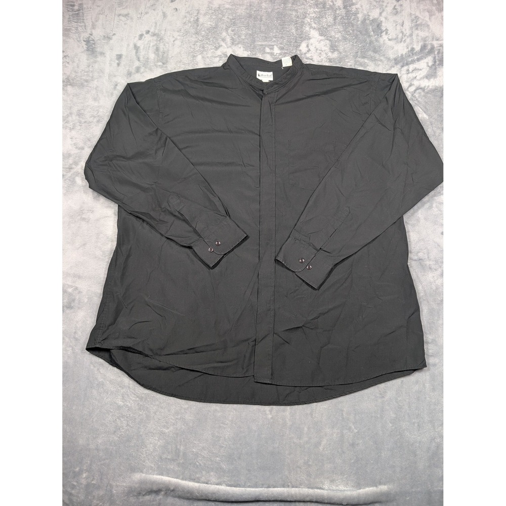 Friar Tuck Clergy Shirt Mens 58 3XL Black Band Collar Dress Long Sleeve Big Tall
